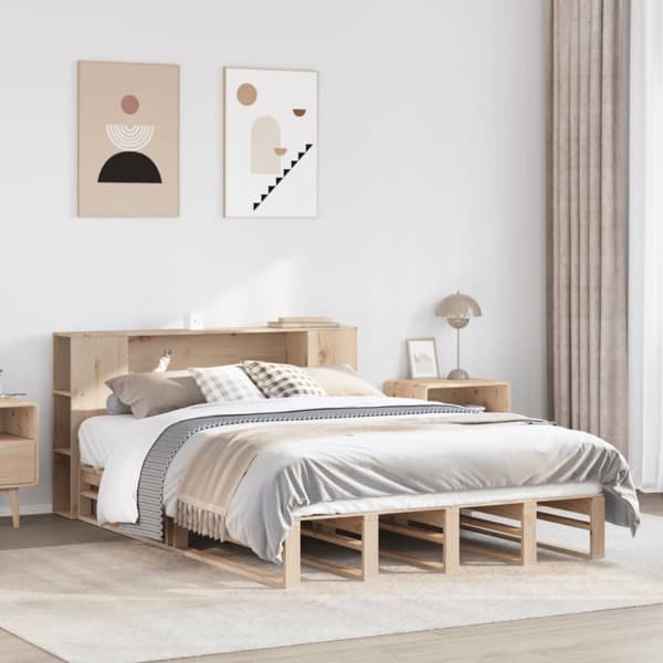 vidaXL seng med reol uden madras 140x200 cm massivt træ