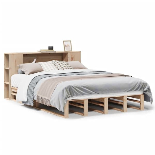 vidaXL seng med reol uden madras 140x200 cm massivt træ