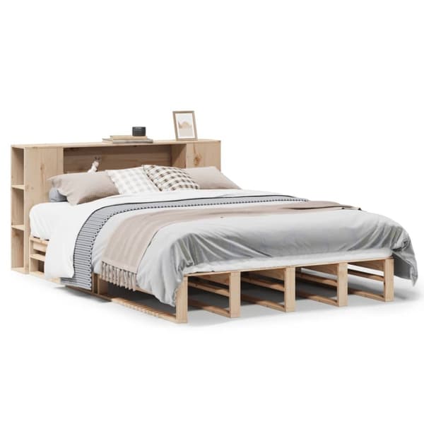 vidaXL seng med reol uden madras 140x190 cm massivt træ