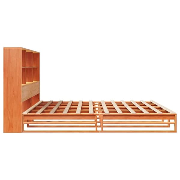 vidaXL Sänky kirjahyllyllä ilman patjaa vahanrusk 180x200 cm täysi puu