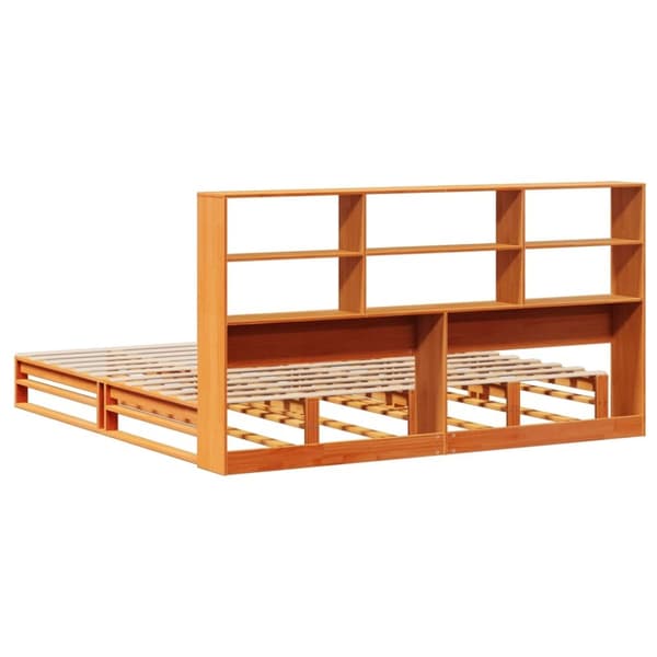 vidaXL Sänky kirjahyllyllä ilman patjaa vahanrusk 180x200 cm täysi puu