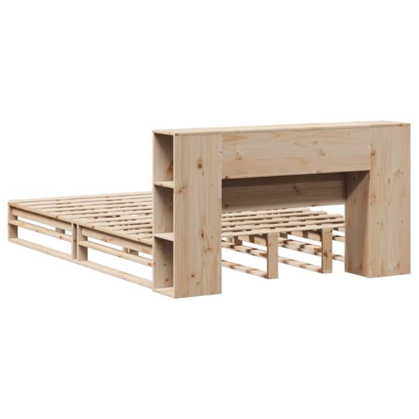vidaXL Seng med bokhylle uten madrass 140x190 cm heltre
