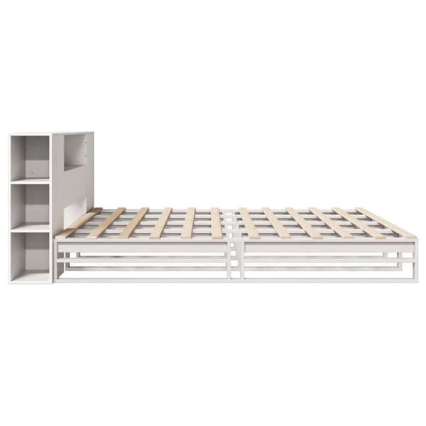 vidaXL Seng med bokhylle uten madrass hvit 200x200 cm heltre
