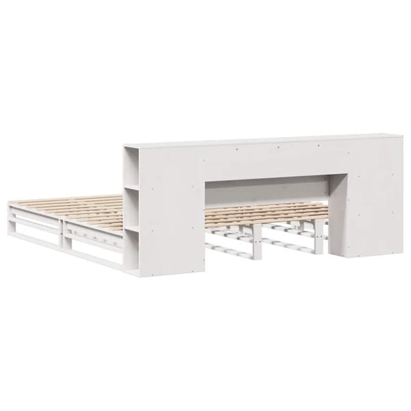 vidaXL Seng med bokhylle uten madrass hvit 200x200 cm heltre
