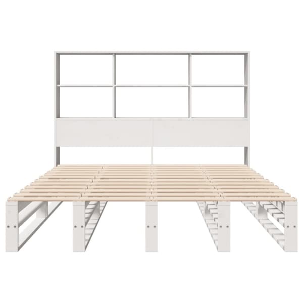 vidaXL Seng med bokhylle uten madrass hvit 150x200 cm heltre
