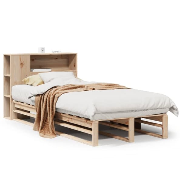 vidaXL Seng med bokhylle uten madrass 90x190 cm heltre