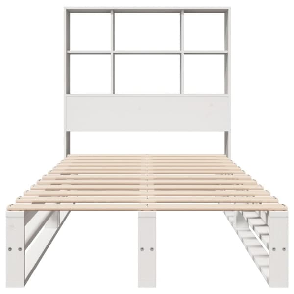 vidaXL Seng med bokhylle uten madrass hvit 90x200 cm heltre