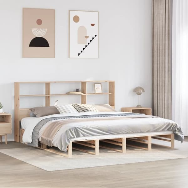 vidaXL Seng med bokhylle uten madrass 180x200 cm heltre