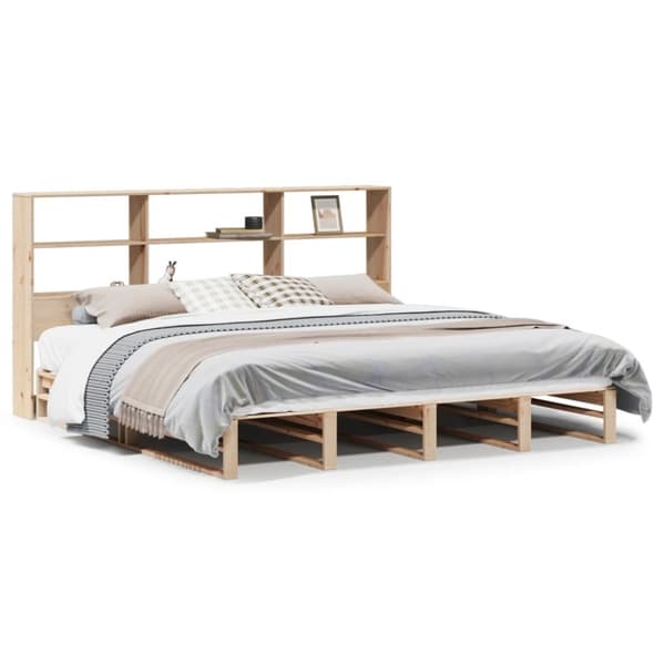 vidaXL Seng med bokhylle uten madrass 180x200 cm heltre