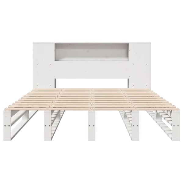 vidaXL Seng med bokhylle uten madrass hvit 120x200 cm heltre