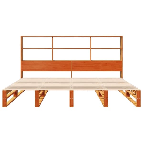 vidaXL Sängynrunko ilman patjaa vahanruskea 200x200 cm täysi puu