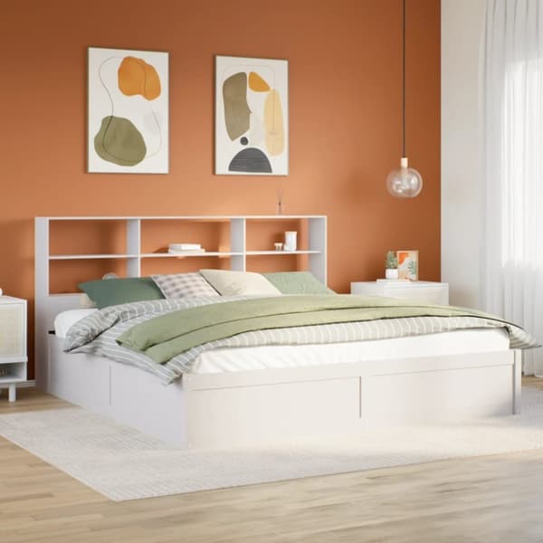 vidaXL Sängynrunko ilman patjaa valkoinen 180x200 cm täysi mänty