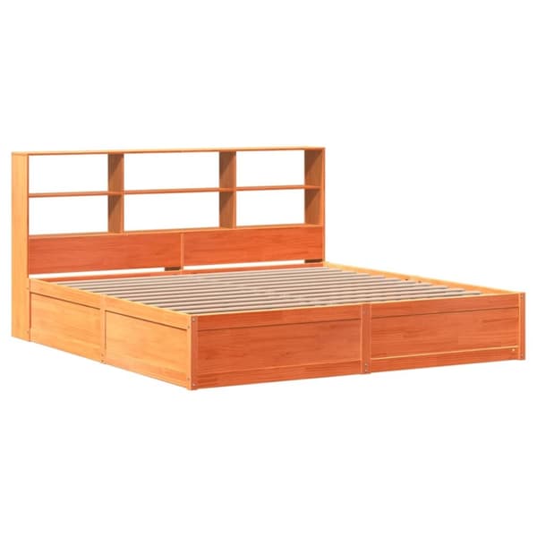 vidaXL sengeramme uden madras 200x200 cm massivt fyrretræ gyldenbrun