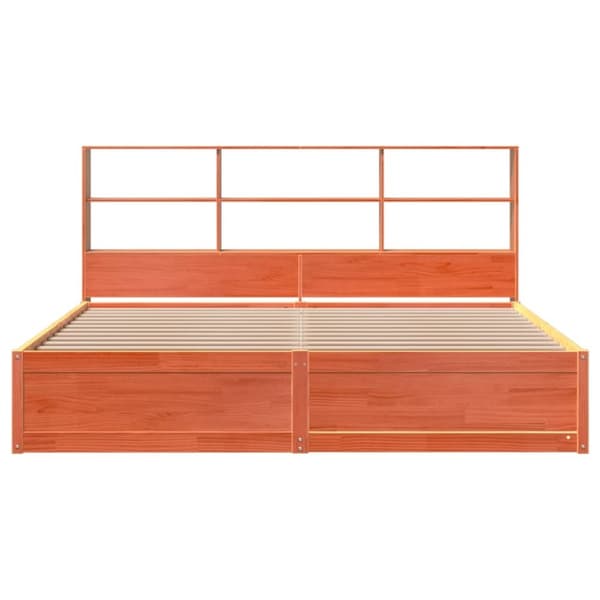 vidaXL sengeramme uden madras 200x200 cm massivt fyrretræ gyldenbrun