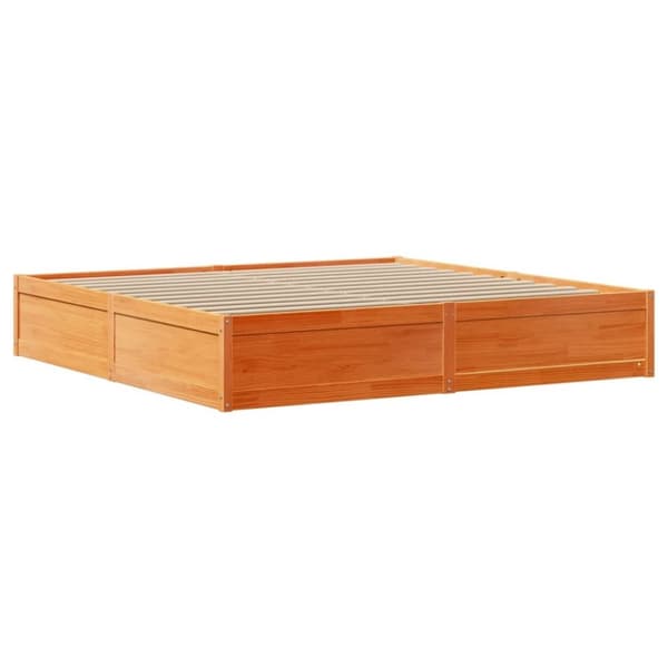 vidaXL sengeramme uden madras 200x200 cm massivt fyrretræ gyldenbrun