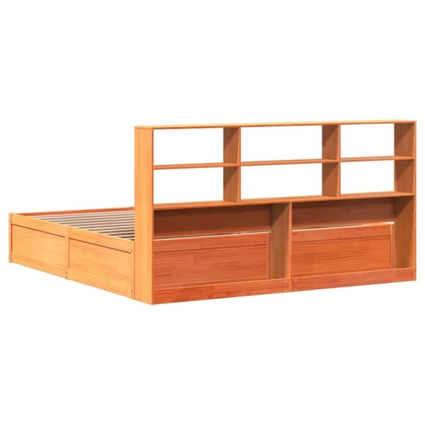 vidaXL sengeramme uden madras 200x200 cm massivt fyrretræ gyldenbrun