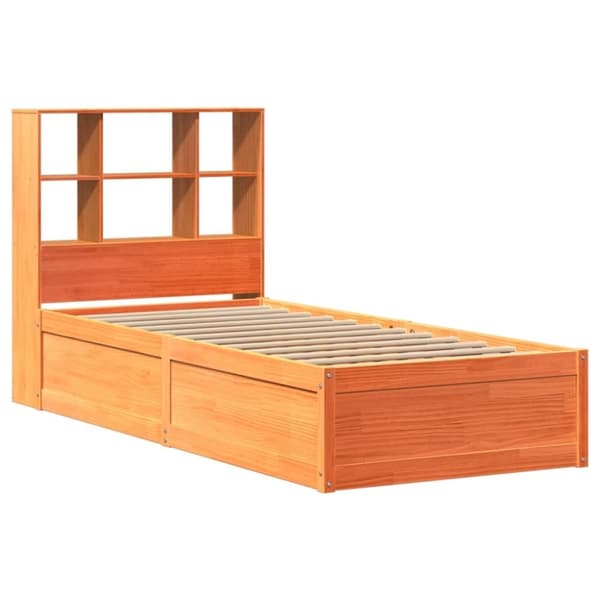 vidaXL Sengeramme uten madrass voksbrun 90x200 cm heltre furu