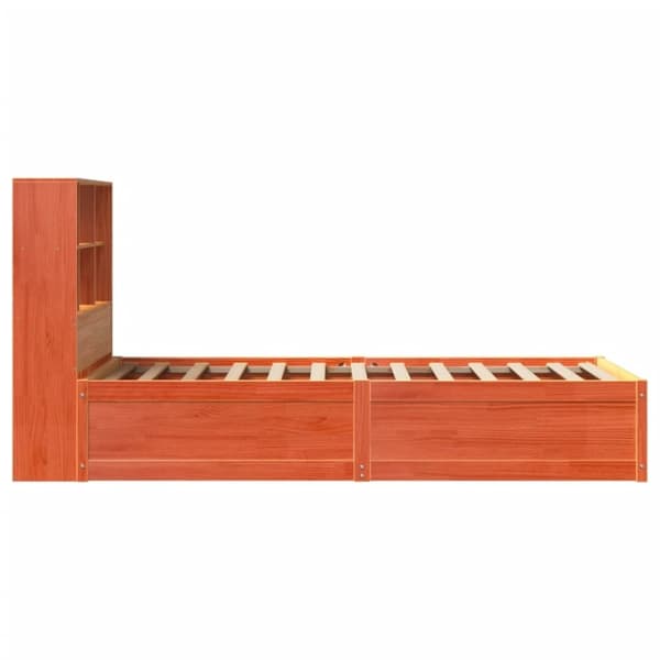 vidaXL Sengeramme uten madrass voksbrun 90x200 cm heltre furu