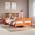 Miniatyrbilde 2 av 11: vidaXL Seng med bokhylle uten madrass voksbrun 120x200 cm heltre furu
