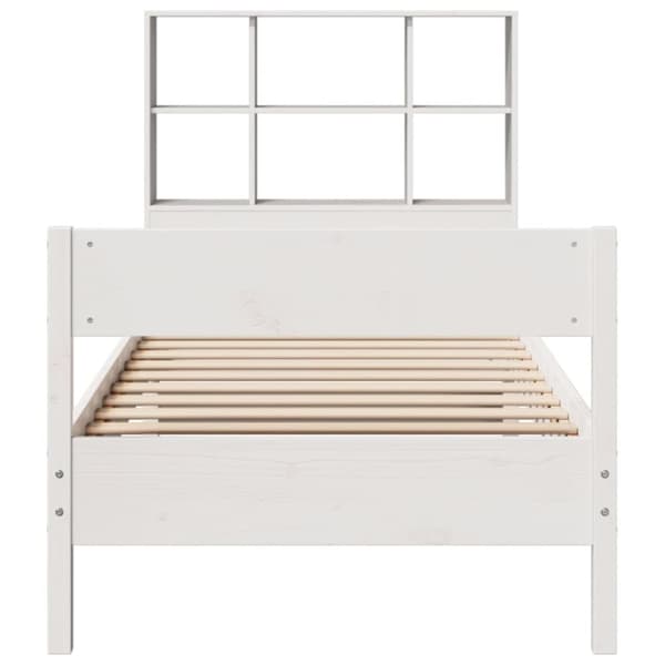 vidaXL Seng med bokhylle uten madrass hvit 90x190 cm heltre furu