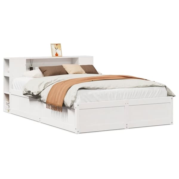 vidaXL sengeramme uden madras 140x190 cm massivt fyrretræ hvid