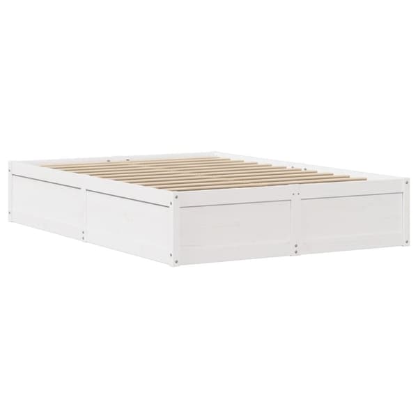 vidaXL sengeramme uden madras 140x190 cm massivt fyrretræ hvid