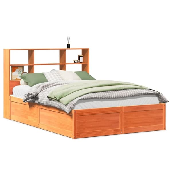 vidaXL sengeramme uden madras 120x200 cm massivt fyrretræ gyldenbrun