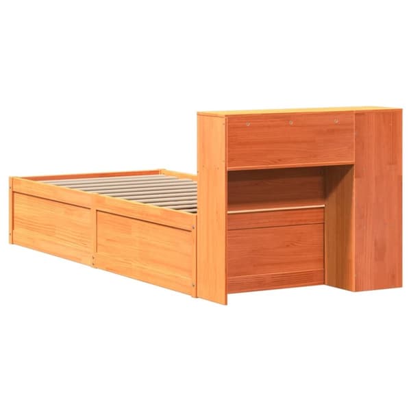 vidaXL Sengeramme uten madrass voksbrun 90x200 cm heltre furu
