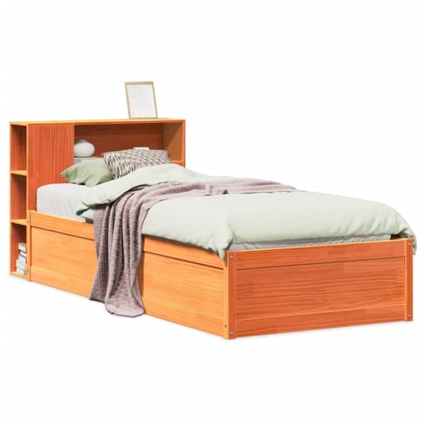 vidaXL Sengeramme uten madrass voksbrun 90x200 cm heltre furu