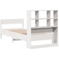 Miniatyrbilde 7 av 11: vidaXL Seng med bokhylle uten madrass hvit 90x200 cm heltre furu
