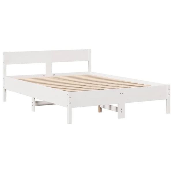 vidaXL Sänky kirjahyllyllä ei patjaa valkoinen 140x190 cm täysi mänty