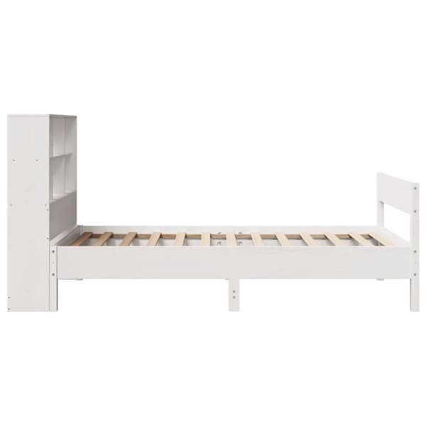 vidaXL Sänky kirjahyllyllä ei patjaa valkoinen 90x200 cm täysi mänty