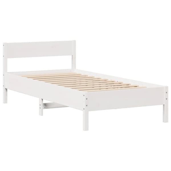 vidaXL Sänky kirjahyllyllä ei patjaa valkoinen 90x200 cm täysi mänty
