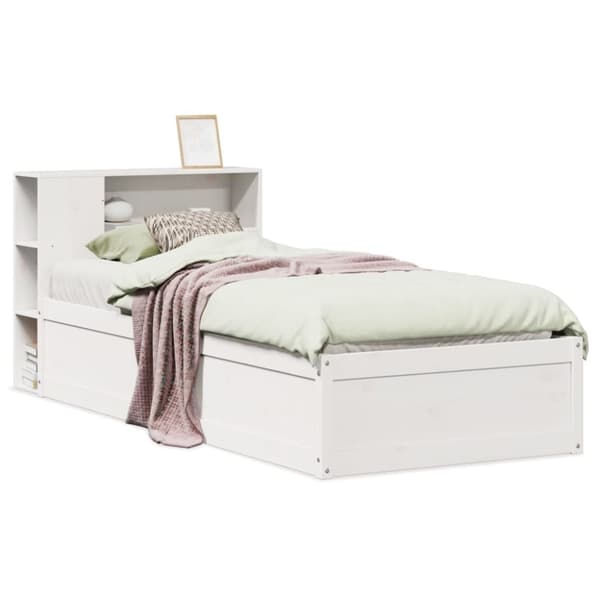vidaXL sengeramme uden madras 90x200 cm massivt fyrretræ hvid