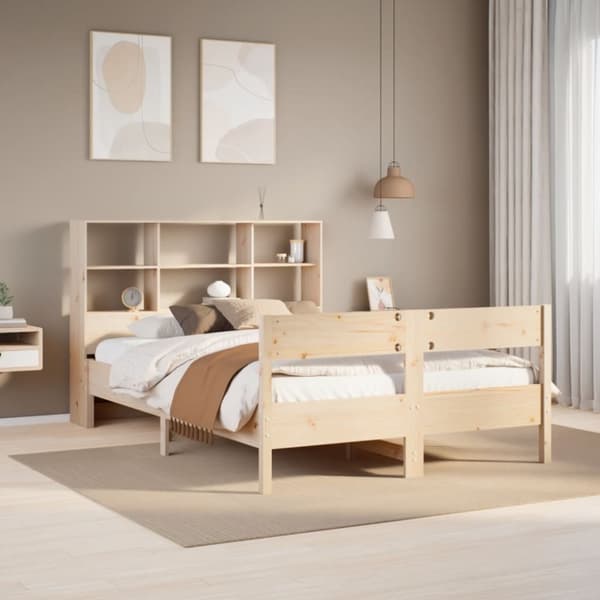 vidaXL seng med reol uden madras 135x190 cm massivt fyrretræ