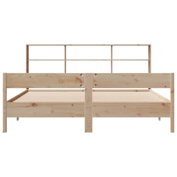 vidaXL Seng med bokhylle uten madrass 200x200 cm heltre furu