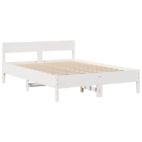vidaXL Seng med bokhylle uten madrass hvit 160x200 cm heltre furu
