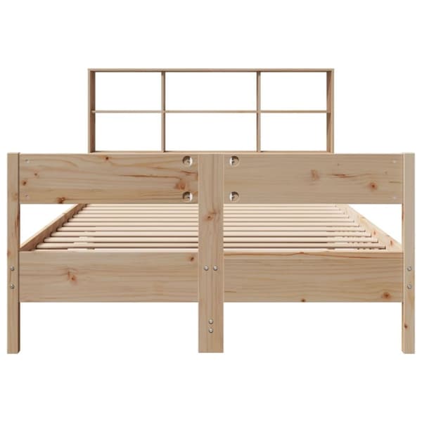 vidaXL Seng med bokhylle uten madrass 140x190 cm heltre furu