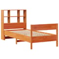 Miniatyrbilde 4 av 11: vidaXL Seng med bokhylle uten madrass voksbrun 75x190 cm heltre furu