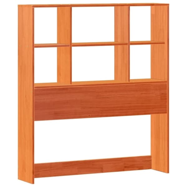 vidaXL Seng med bokhylle uten madrass voksbrun 75x190 cm heltre furu