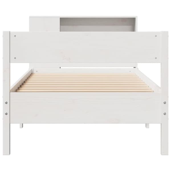 vidaXL Seng med bokhylle uten madrass hvit 75x190 cm heltre furu