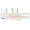 Miniatyrbilde 4 av 11: vidaXL Seng med bokhylle uten madrass hvit 200x200 cm heltre furu