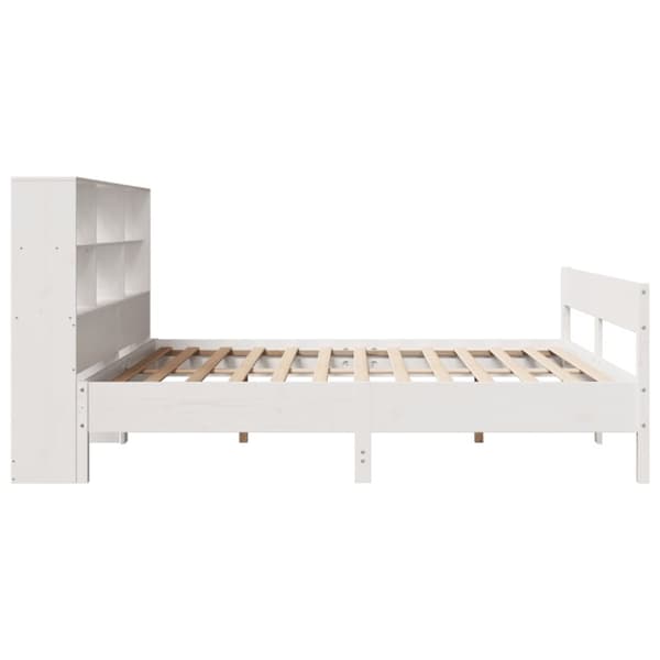vidaXL Seng med bokhylle uten madrass hvit 200x200 cm heltre furu