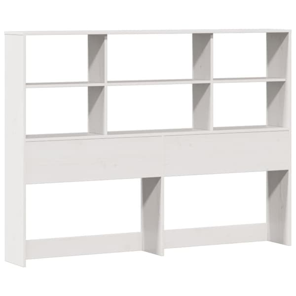 vidaXL Seng med bokhylle uten madrass hvit 200x200 cm heltre furu