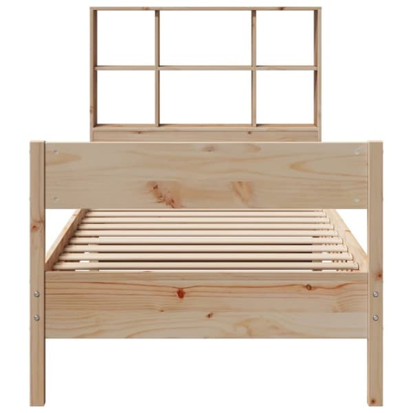 vidaXL Seng med bokhylle uten madrass 90x200 cm heltre furu