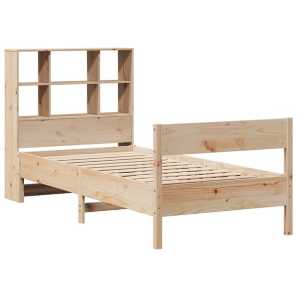 vidaXL Sänky kirjahyllyllä ilman patjaa 90x200 cm täysi mänty