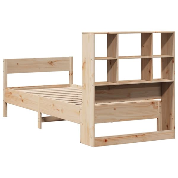 vidaXL Sänky kirjahyllyllä ilman patjaa 90x200 cm täysi mänty