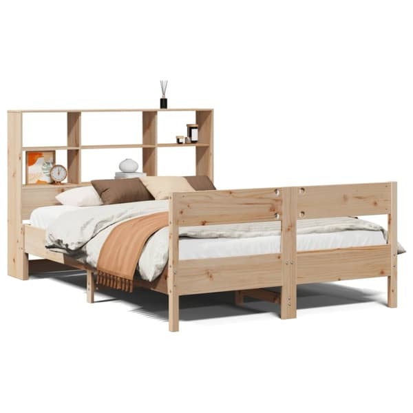 vidaXL Seng med bokhylle uten madrass 140x200 cm heltre furu