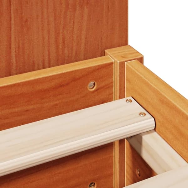vidaXL Seng med bokhylle uten madrass voksbrun 90x190 cm heltre furu