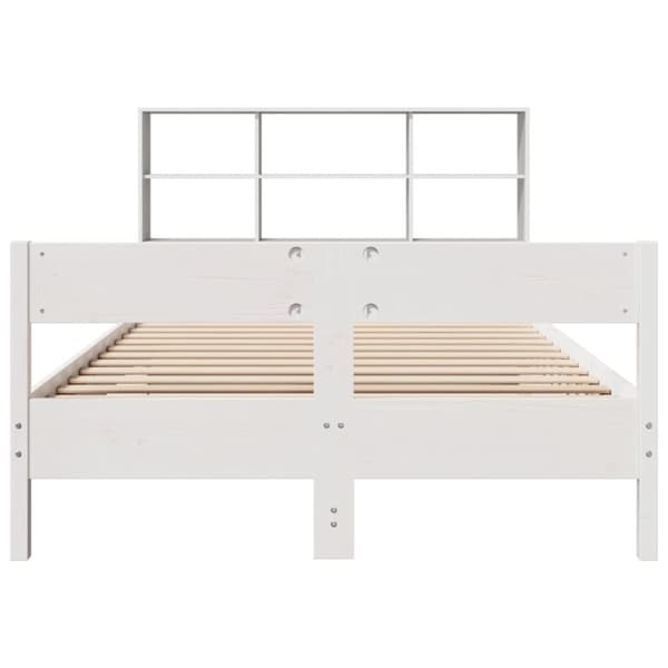 vidaXL Sänky kirjahyllyllä ei patjaa valkoinen 150x200 cm täysi mänty